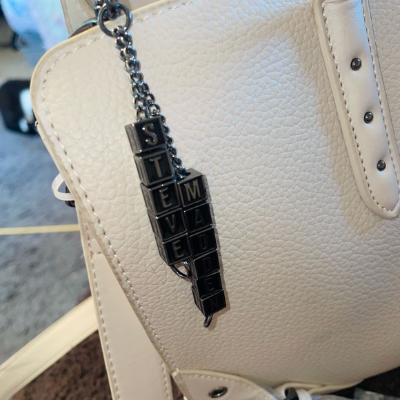 Steve Madden White Pebbled Double-Handle Tote - Picture 3 of 8